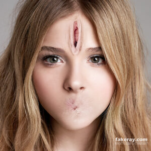 Chloe Moretz photoshop fake with pussy and asshole on her face instead her mouth.