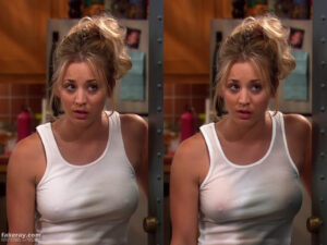 white shirt of Kaley Cuoco xrayed nude