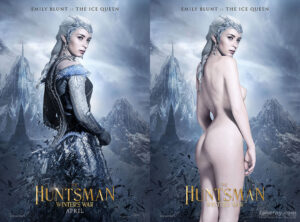 Ice queen form The Huntsman movie before and after her armor removed